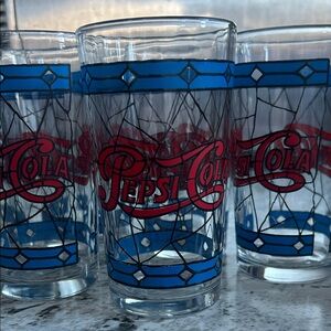 6 Piece Vintage NEVER USED Pepsi Glass Set